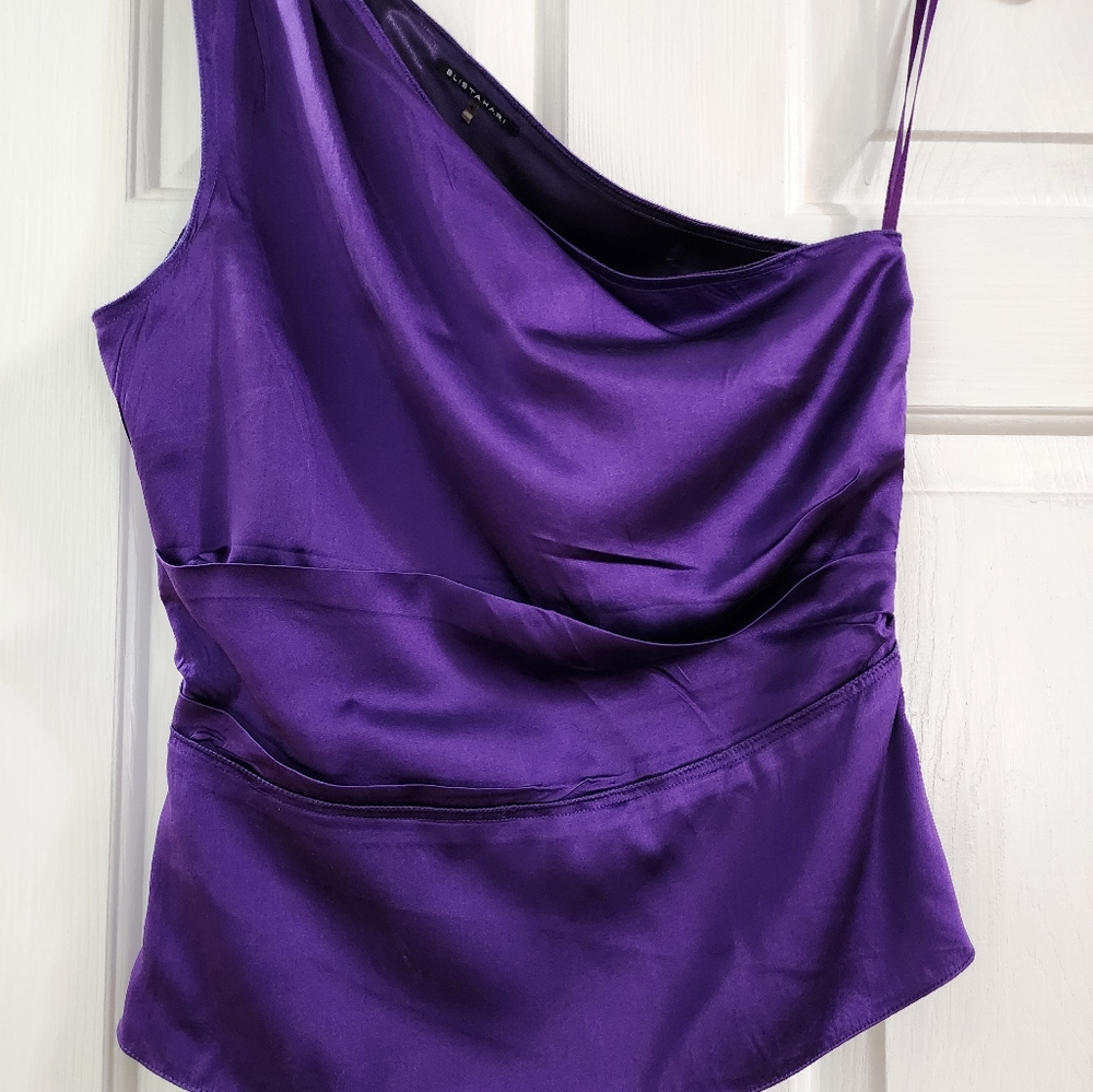 Elie Tahari woman's one shoulder purple silk tank top with silk linning. Size S